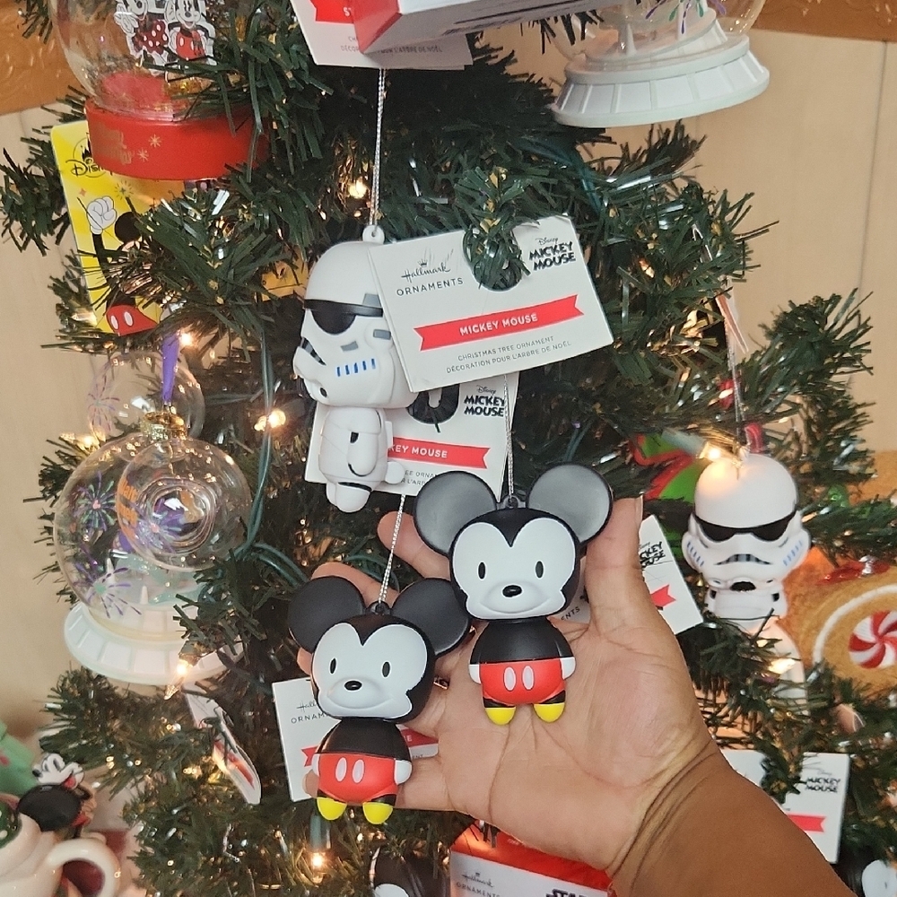 2 pack Mickey Mouse Christmas Tree Ornament Shatterproof Hallmark